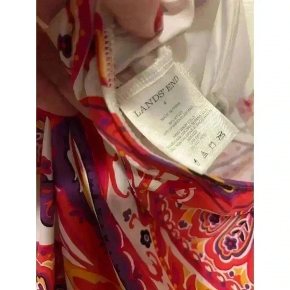 Size 4 Land's End Swim Tankini Top Halter Neck in Paisley Pattern, NWOT - Picture 4 of 4